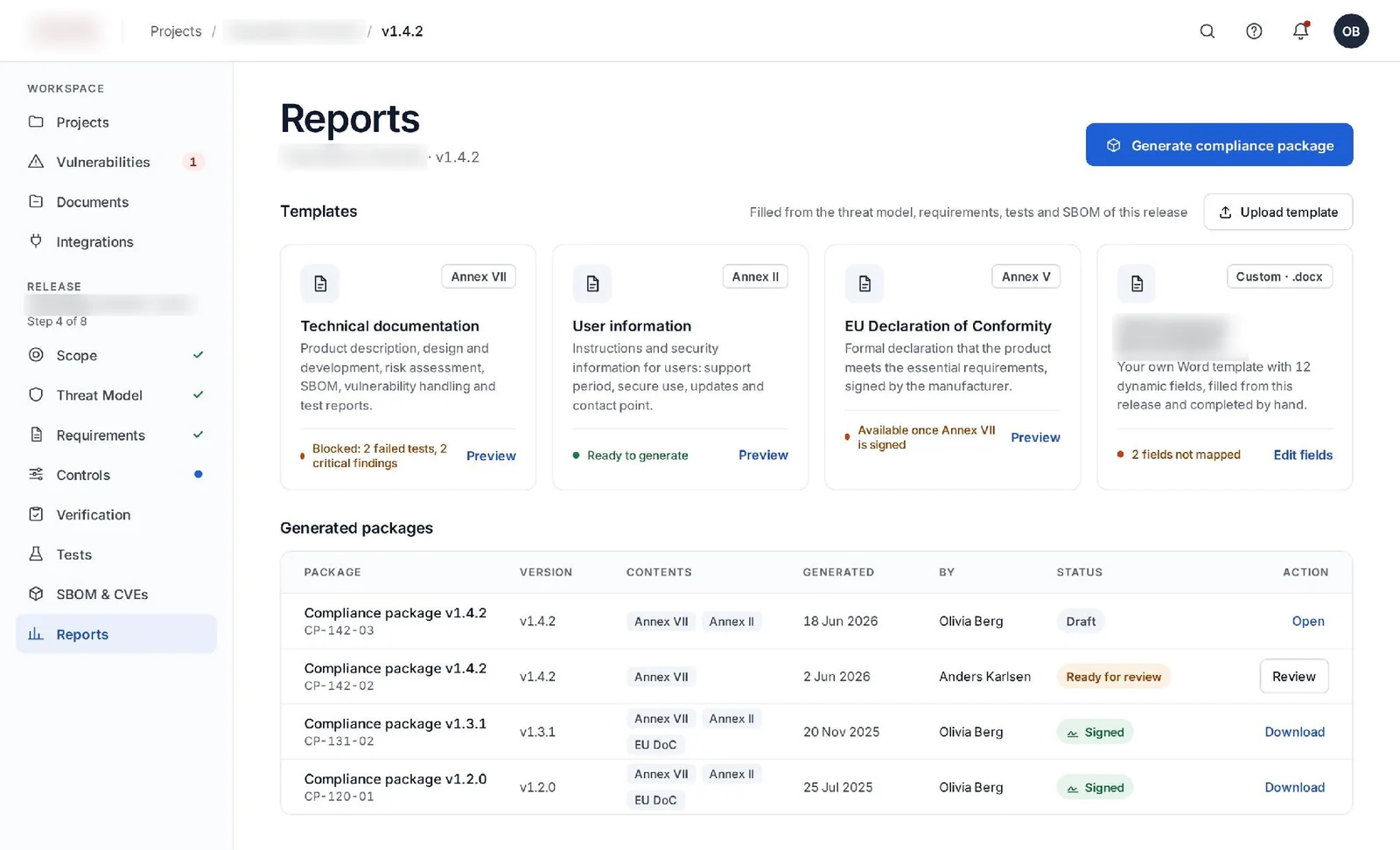 CRA-applicatie: Rapporten
